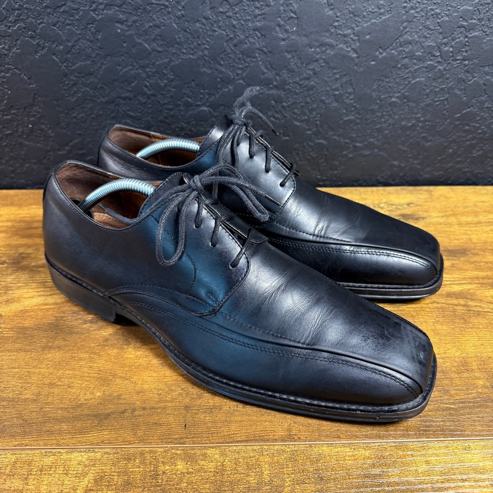 Johnston & Murphy NJ-6461 Black Leather‎ Bicycle Toe Oxford Mens Size 10 M
